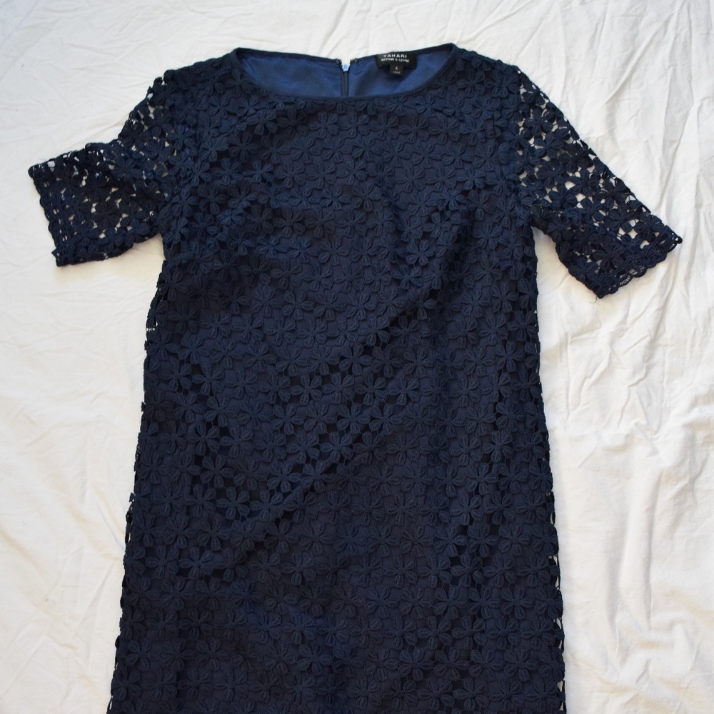 Tahari Navy Lace Dress Size 6